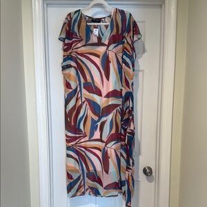 Lane Bryant Multicolor Leaf Print Midi Dress
